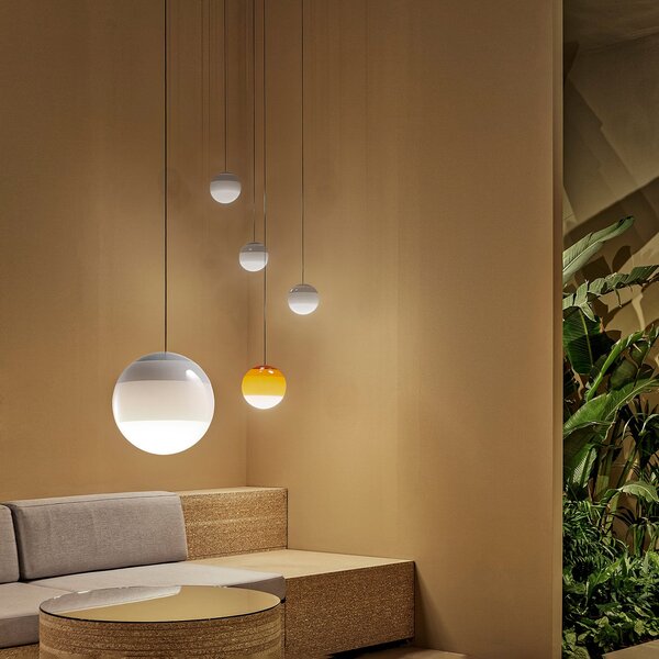 MARSET LED висяща лампа Dipping Light Ø 20 cm бяла, Затъмняване, Бял, Дневна/трапезария, Стъкло, Дизайн, Глобус