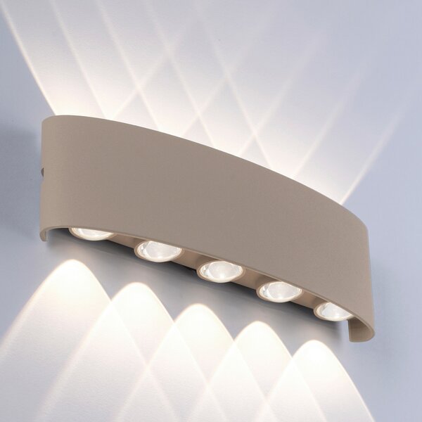 Paul Neuhaus LED лампа за външна стена Carlo, 27 cm, пясъчен цвят, Бежов, Алуминий, Модерен