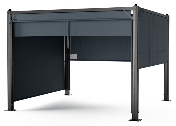 Blumfeldt Pantheon Cortina беседка 3x3 м, устойчива на атмосферните условия, алуминй, прахово боядисана, ролети
