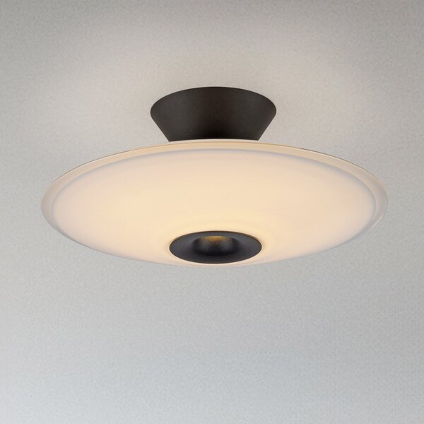 Paul Neuhaus LED плафон Elipsa, бял/черен, Ø 35 cm, Затъмняване, Черен, Дневна/трапезария, Стъкло