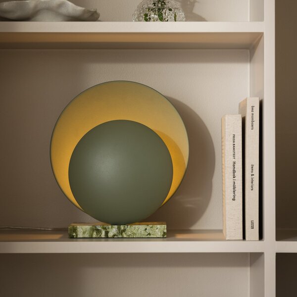 Globen Lighting Настолна лампа ORBIT, зелена, мрамор, височина 32 cm, Зелен, Дневна/трапезария, Камък, Дизайн