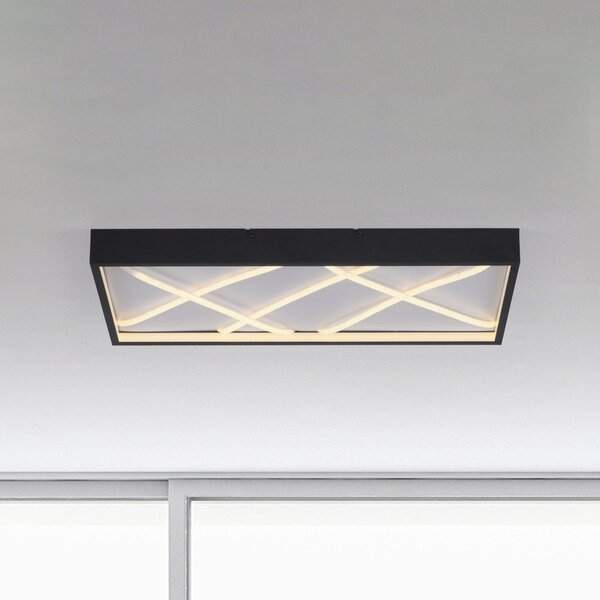 JUST LIGHT. GmbH LED таванска лампа Mikado, 60 x 30 cm, черна, Затъмняване, Черен, Дневна/трапезария, Метал, Модерен