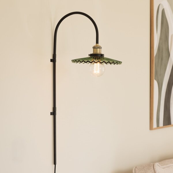 Globen Lighting стенна лампа COBBLER, зелена, височина 75 cm, стъкло, Черен, Дневна/трапезария, Стъкло, Дизайн