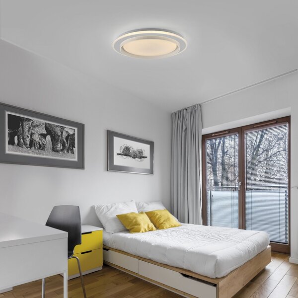 JUST LIGHT. GmbH LED таванска лампа Lago Ø 49,3 cm CCT Дистанционно управление, Затъмняване, Бял, Дневна/трапезария, Метал, Модерен
