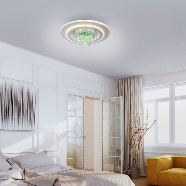 JUST LIGHT. GmbH LED таванска лампа Tolago RGB, CCT, бяла, дистанционно управление, Затъмняване, Бял, Дневна/трапезария, Метал, Модерен