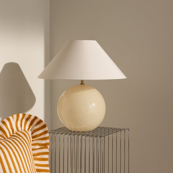 Globen Lighting Настолна лампа IRIS, кремава, височина 45 cm, Бежов, Дневна/трапезария, Плат / текстил, Скандинавски