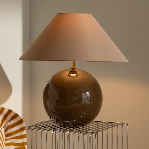 Globen Lighting Настолна лампа IRIS, кафява, височина 45 cm, Кафяв / ръждив, Дневна/трапезария, Плат / текстил, Скандинавски