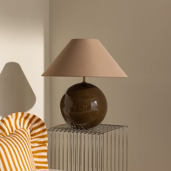 Globen Lighting Настолна лампа IRIS, кафява, височина 45 cm, Кафяв / ръждив, Дневна/трапезария, Плат / текстил, Скандинавски