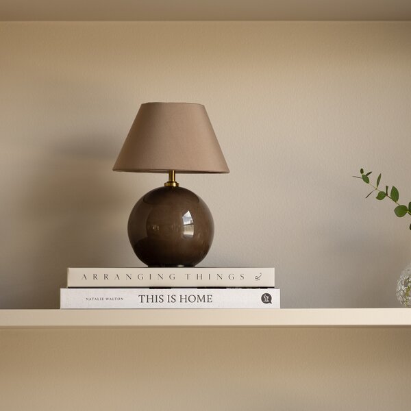 Globen Lighting акумулаторна настолна лампа IRIS, кафява, височина 23 cm, Затъмняване, Кафяв / ръждив, Дневна/трапезария, Плат / текстил, Скандинавски