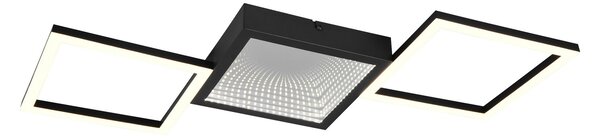 Reality Leuchten LED плафон Gelo, черен, с регулиране на яркостта, 3000 K, метал, Затъмняване, Черен, Дневна/трапезария, Метал, Модерен