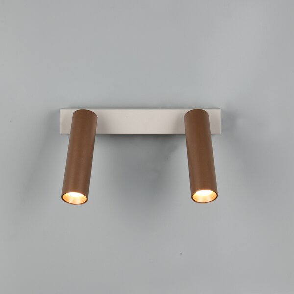 Trio Lighting LED тавански прожектор Ambala, дължина 26 cm, сив/кафяв, 2-крилен., Затъмняване, Кафяв / ръждив, Дневна/трапезария, Метал, Модерен