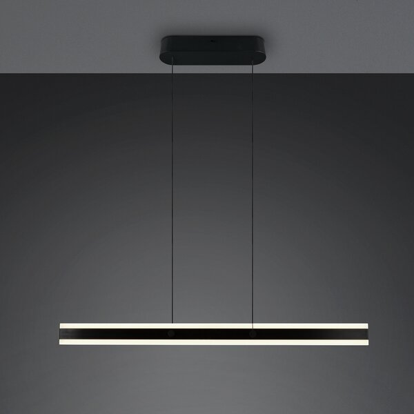 Trio Lighting LED висяща лампа Arcola, черна, дължина 115 cm, CCT, 2-лампова., Затъмняване, Черен, Дневна/трапезария, Метал, Модерен