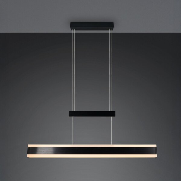 Trio Lighting LED висяща лампа Arcola черна, дължина 152 cm сензорен димер, CCT, Затъмняване, Черен, Дневна/трапезария, Метал, Модерен