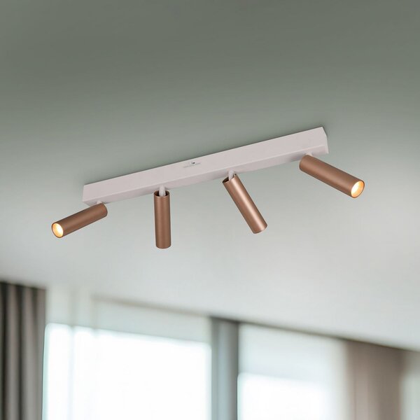 Trio Lighting LED тавански прожектор Ambala, дължина 65 cm, сив/кафяв, 4-крилен., Затъмняване, Кафяв / ръждив, Дневна/трапезария, Метал, Модерен