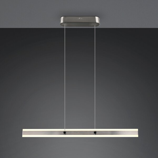 Trio Lighting LED висяща лампа Arcola, никелово покритие, дължина 115 cm CCT 2-flg., Затъмняване, Металик, Дневна/трапезария, Метал, Модерен