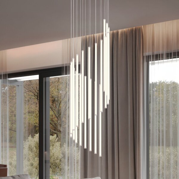 Trio Lighting LED висяща лампа Baxter, светло сива, Ø 37 cm, метал CCT димируема, Затъмняване, Сив, Дневна/трапезария, Метал, Модерен
