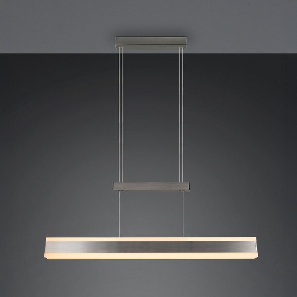 Trio Lighting LED висяща лампа Arcola, никелов цвят, 152 cm, CCT сензорен димер, Затъмняване, Металик, Дневна/трапезария, Метал, Модерен