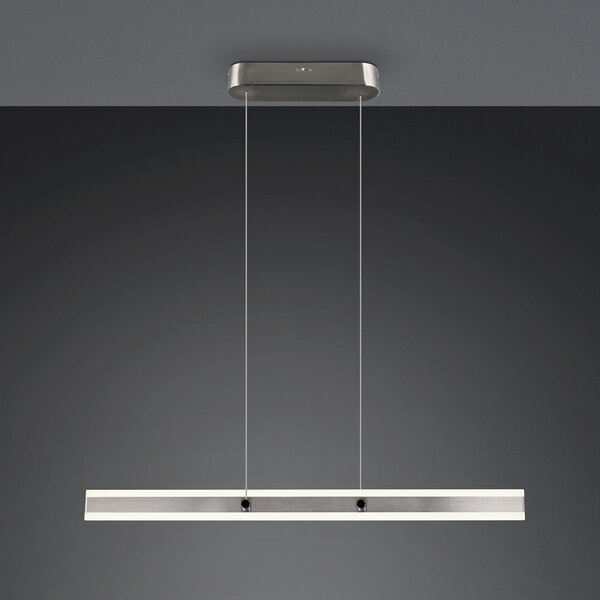 Trio Lighting LED висяща лампа Arcola, никелово покритие, дължина 115 cm CCT 2-flg., Затъмняване, Металик, Дневна/трапезария, Метал, Модерен