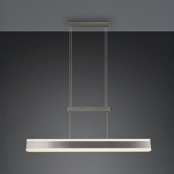 Trio Lighting LED висяща лампа Arcola, никелов цвят, 152 cm, CCT сензорен димер, Затъмняване, Металик, Дневна/трапезария, Метал, Модерен