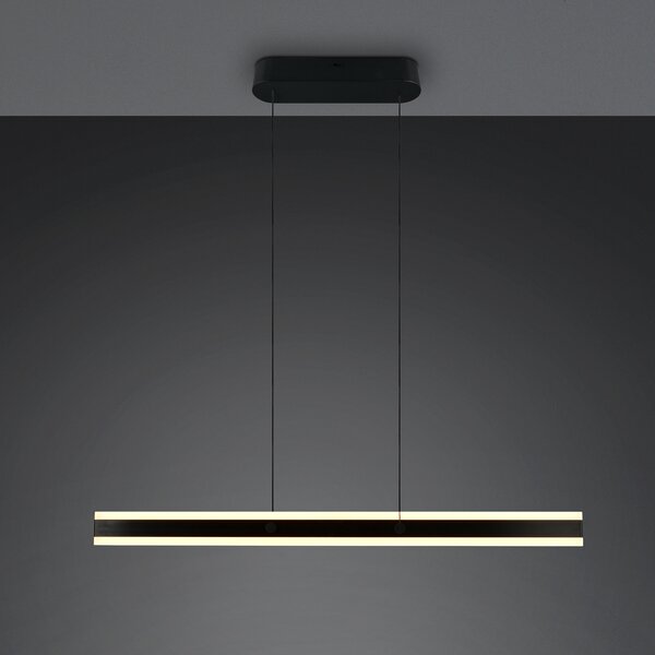 Trio Lighting LED висяща лампа Arcola, черна, дължина 115 cm, CCT, 2-лампова., Затъмняване, Черен, Дневна/трапезария, Метал, Модерен
