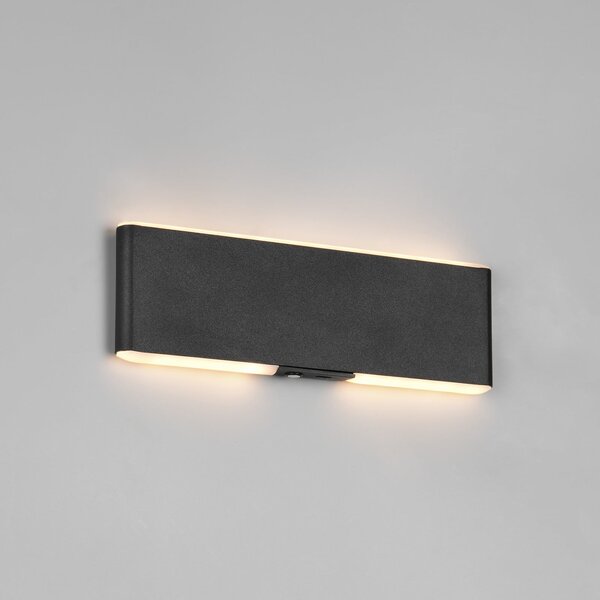 Trio Lighting LED акумулаторна стенна лампа Conchita, ширина 22 cm, черна, метал, Затъмняване, Черен, Дневна/трапезария, Метал, Модерен