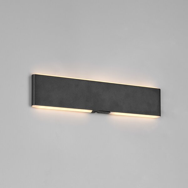 Trio Lighting LED акумулаторна стенна лампа Conchita, ширина 32 cm, черна, метал, Затъмняване, Черен, Дневна/трапезария, Метал, Модерен