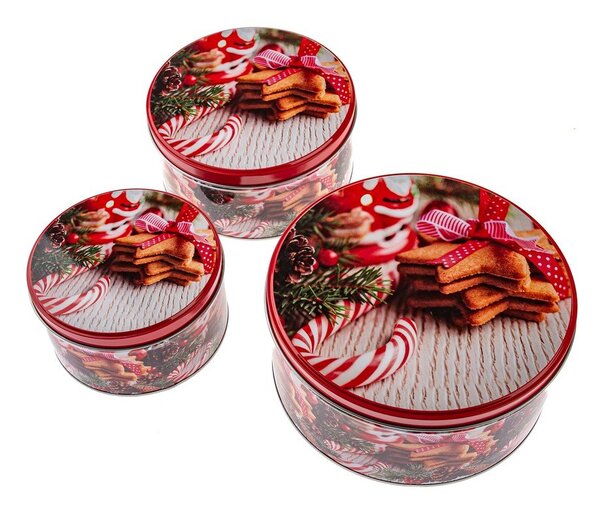 Метални кутии за сладкиши в комплект 3 бр. Christmas – Dakls