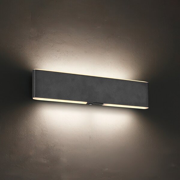 Trio Lighting LED акумулаторна стенна лампа Conchita, ширина 32 cm, черна, метал, Затъмняване, Черен, Дневна/трапезария, Метал, Модерен