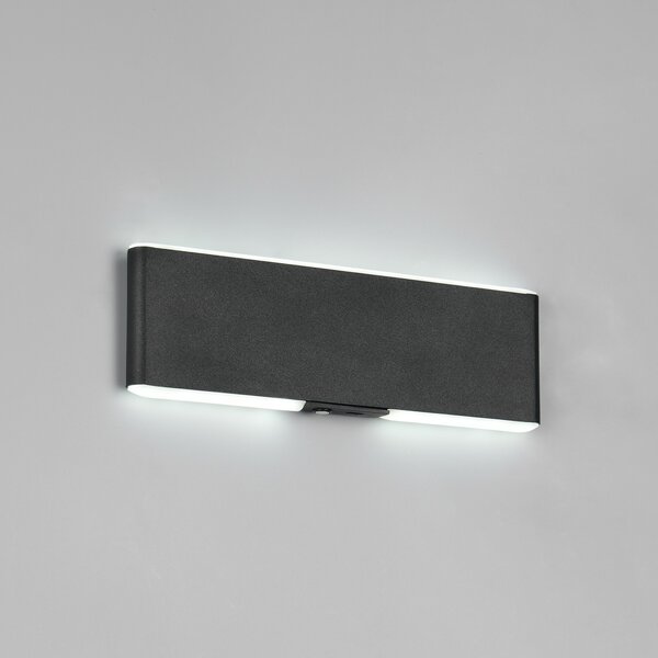 Trio Lighting LED акумулаторна стенна лампа Conchita, ширина 22 cm, черна, метал, Затъмняване, Черен, Дневна/трапезария, Метал, Модерен