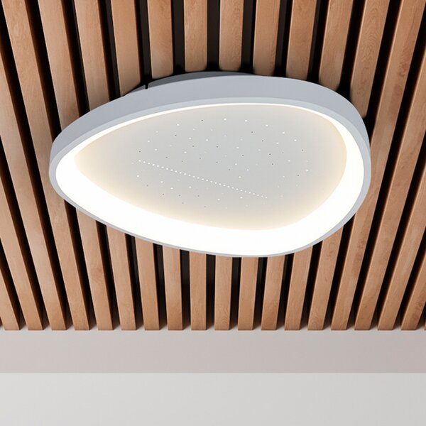 Näve LED таванска лампа Argesa Ø 60,5 cm, бяла, CCT, дистанционно управление, Затъмняване, Бял, Дневна/трапезария, Метал, Модерен
