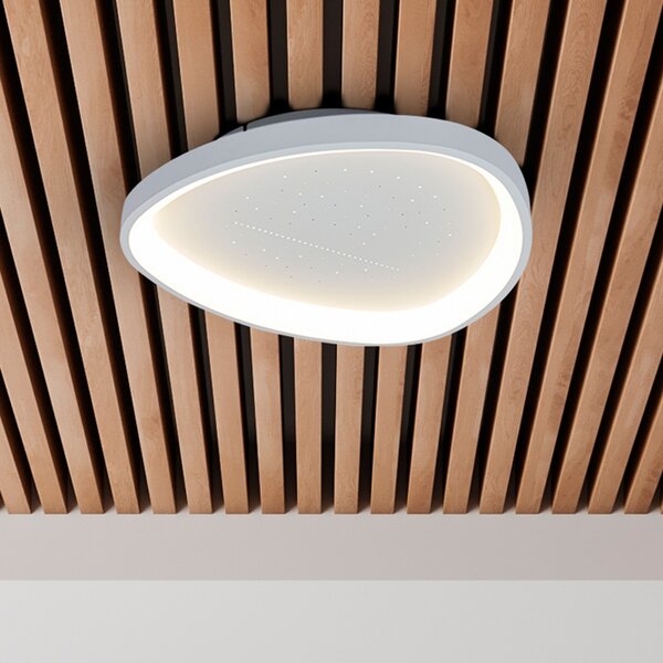 Näve LED таванска лампа Argesa, Ø 42 cm, бяла, CCT, дистанционно управление, Затъмняване, Бял, Дневна/трапезария, Метал, Модерен