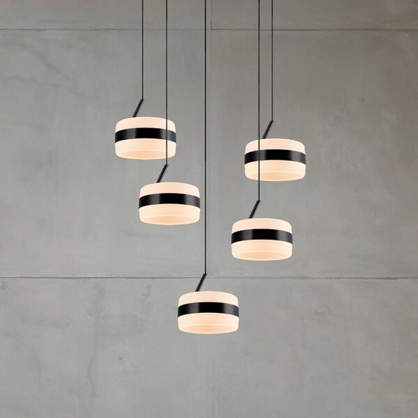 Trio Lighting LED висяща лампа Dios, черна, Ø 45 cm, CCT, 5-крил., Затъмняване, Черен, Дневна/трапезария, Метал, Модерен