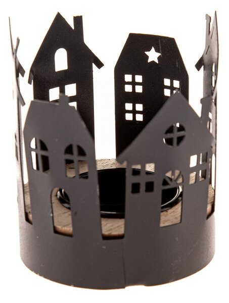 Метален свещник с коледен мотив Houses – Dakls