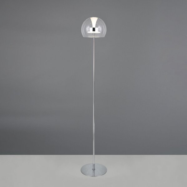 Trio Lighting LED стояща лампа Flynt, височина 130 cm, хромиран цвят, метал, CCT, Затъмняване, Металик, Дневна/трапезария, Метал, Модерен