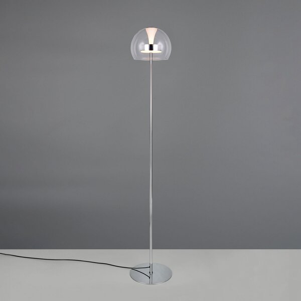 Trio Lighting LED стояща лампа Flynt, височина 130 cm, хромиран цвят, метал, CCT, Затъмняване, Металик, Дневна/трапезария, Метал, Модерен