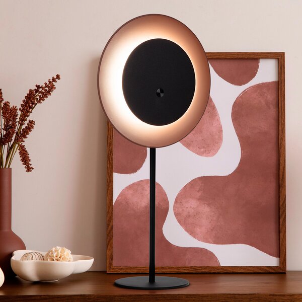 Näve LED акумулаторна настолна лампа Solan, черна/кафява, соларна, IP54, Затъмняване, Черен, Дневна/трапезария, Метал, Модерен