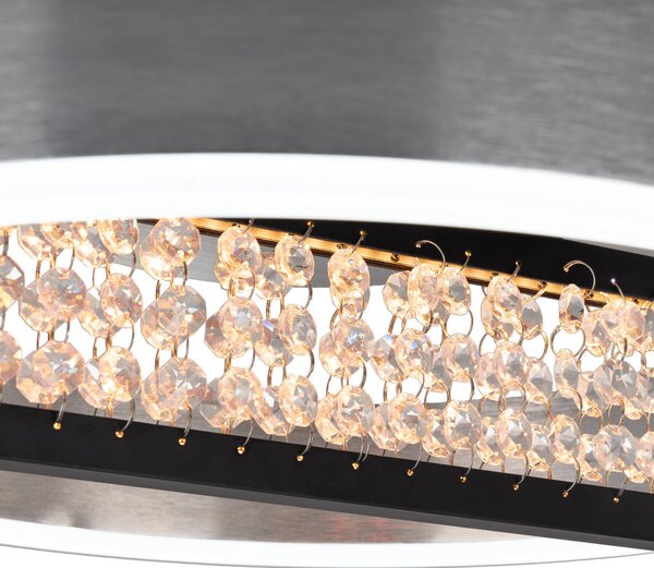 Näve LED плафон Yvaris, сребрист, CCT, дистанционно управление, Затъмняване, Металик, Дневна/трапезария, Алуминий, Модерен