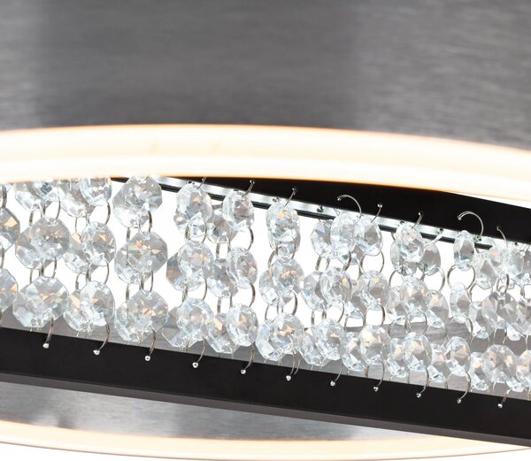 Näve LED висяща лампа Yvaris, сребриста, CCT, дистанционно управление, Затъмняване, Металик, Дневна/трапезария, Алуминий, Модерен