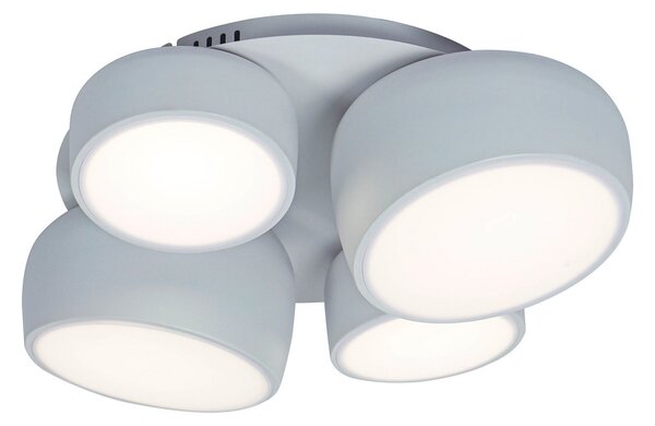 Näve LED плафон Eliora, 4-лампов, бял, CCT, дистанционно управление, Затъмняване, Бял, Дневна/трапезария, Метал, Модерен