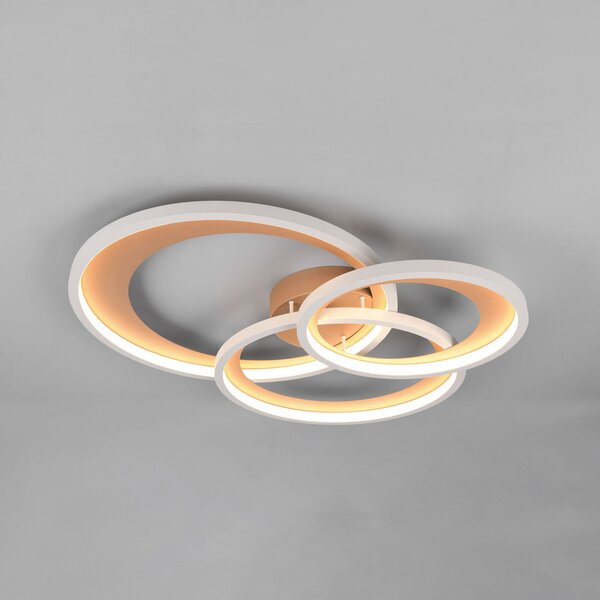 Trio Lighting LED плафон Granada, кафяв, дължина 71 cm, метал, CCT, Затъмняване, Кафяв / ръждив, Дневна/трапезария, Метал, Модерен