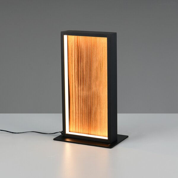 Trio Lighting LED настолна лампа Kalea, височина 30 cm, цвят на дърво, Затъмняване, Дърво, Дневна/трапезария, Дървесина