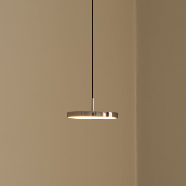 UMAGE LED висяща лампа Asteria Micro, полирана стомана, Ø 15 cm, Затъмняване, Металик, Дневна/трапезария, Метал, Дизайн