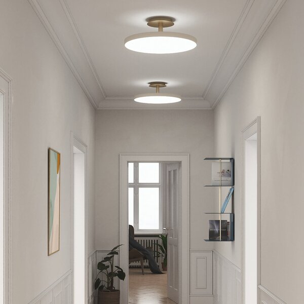 UMAGE LED плафон Asteria UP PLUS, перлено бял, Ø 31 cm CCT, Затъмняване, Бежов, Дневна/трапезария, Метал, Дизайн