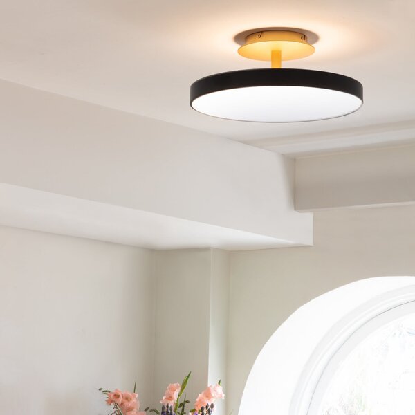 UMAGE LED плафон Asteria UP PLUS, черен, Ø 43 cm, CCT, Затъмняване, Черен, Дневна/трапезария, Метал, Дизайн