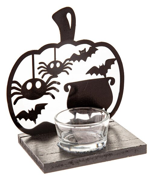 Дървен свещник с хелоуински мотив Happy Halloween – Dakls