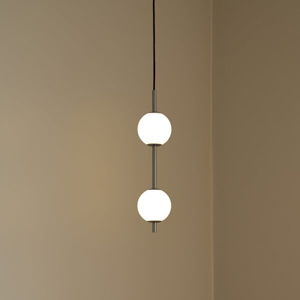 UMAGE LED висяща лампа Audrey, цвят стомана, 2-крилна, Ø 12 cm, Затъмняване, Металик, Дневна/трапезария, Метал, Дизайн, Глобус