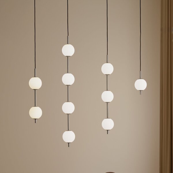UMAGE LED висяща лампа Audrey, цвят стомана, 2-крилна, Ø 12 cm, Затъмняване, Металик, Дневна/трапезария, Метал, Дизайн, Глобус