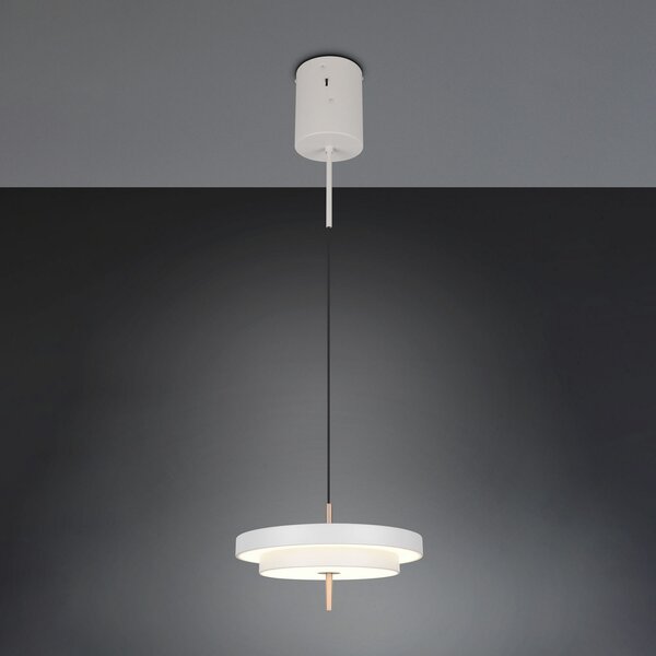Trio Lighting LED висяща лампа Keaton, светло сива, Ø 40 cm, метал, CCT, Затъмняване, Сив, Дневна/трапезария, Метал