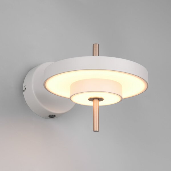 Trio Lighting LED стенна лампа Keaton, светло сива, Ø 20 cm, метал, CCT, Затъмняване, Сив, Дневна/трапезария, Метал