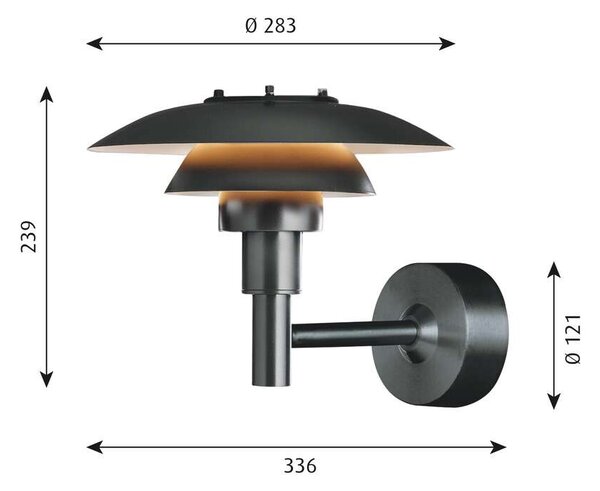 Louis Poulsen - PH 3-2½ На открито Стенна Лампа V2 Black Louis Poulsen